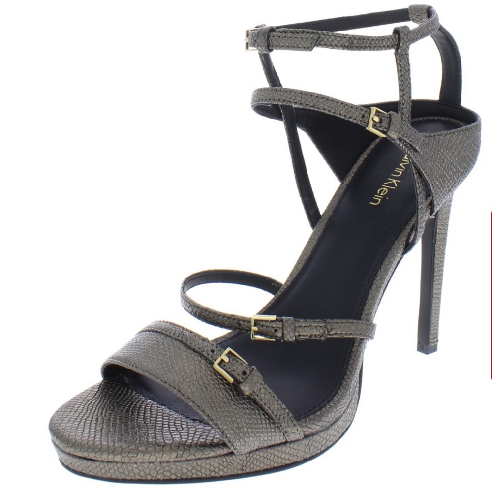 EUC Calvin Klein Leather Foiled Lizard Heels 🦎